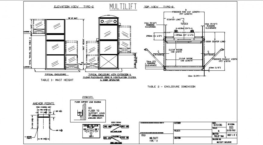 Multi lift  detail drawing in dwg AutoCAD file.